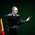 El cap de Govern, Xavier Espot, en una reunió de poble sobre l’acord.