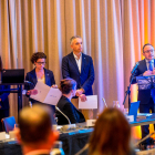El cap de Govern, Xavier Espot, en un moment de l’exposició de la candidatura a Reykjavík.