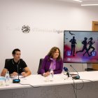 El cap del departament d'Esports, Julio Pintado, i la consellera d'Esports, Laura López, a la presentació de la cura dels 3 Ponts