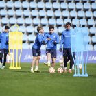 L’equip, a l’entrenament d’ahir al Nacional.