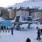 Esquiadors al Pas de la Casa, ahir.