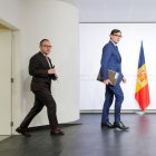 El cap de Govern, Xavier Espot, i el president de la Generalitat de Catalunya, Salvador Illa.