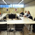 El secretari d'Estat David Forné en la reunió avui amb els representants dels taxistes