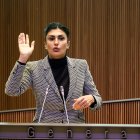 Carine Montaner, durant una de les intervencions d’ahir.