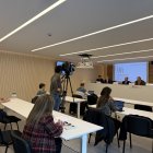 Els responsables de la Justícia durant l’acte ahir.