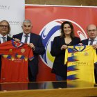 Marc Rodríguez, Fèlix Álvarez, Maria Suárez –Andbank– i Alfonso Martín, ahir.