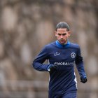 Álex Calvo, a l’entrenament d’ahir al Comunal.