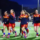 Les jugadores de la selecció sub 17, entrenant abans del Preeuropeu.