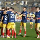 Els tricolors celebren un gol contra el Saragossa.