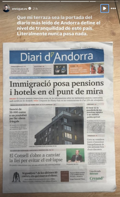 La publicació a xarxes del youtuber sobre la notícia del Diari.