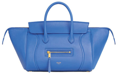 Bossa de mà New Luggage en pell, color blau.