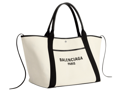 Bossa de mà de gran capacitat en cotó i pell amb logotip. Balenciaga.