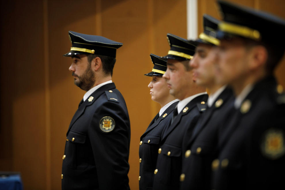 The police includes ten officers, nine men and one woman.
