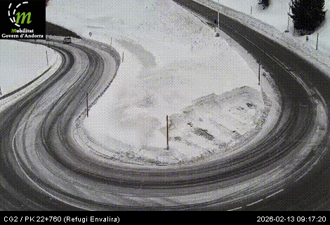 Estat de la calçada a la zona del refugi d'Envalira captada per les càmeres de Mobilitat