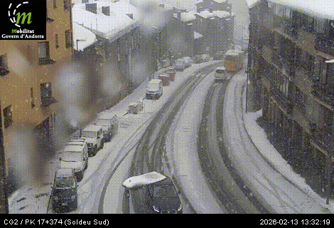 Estat de la calçada a Soldeu captada per les càmeres de Mobilitat.