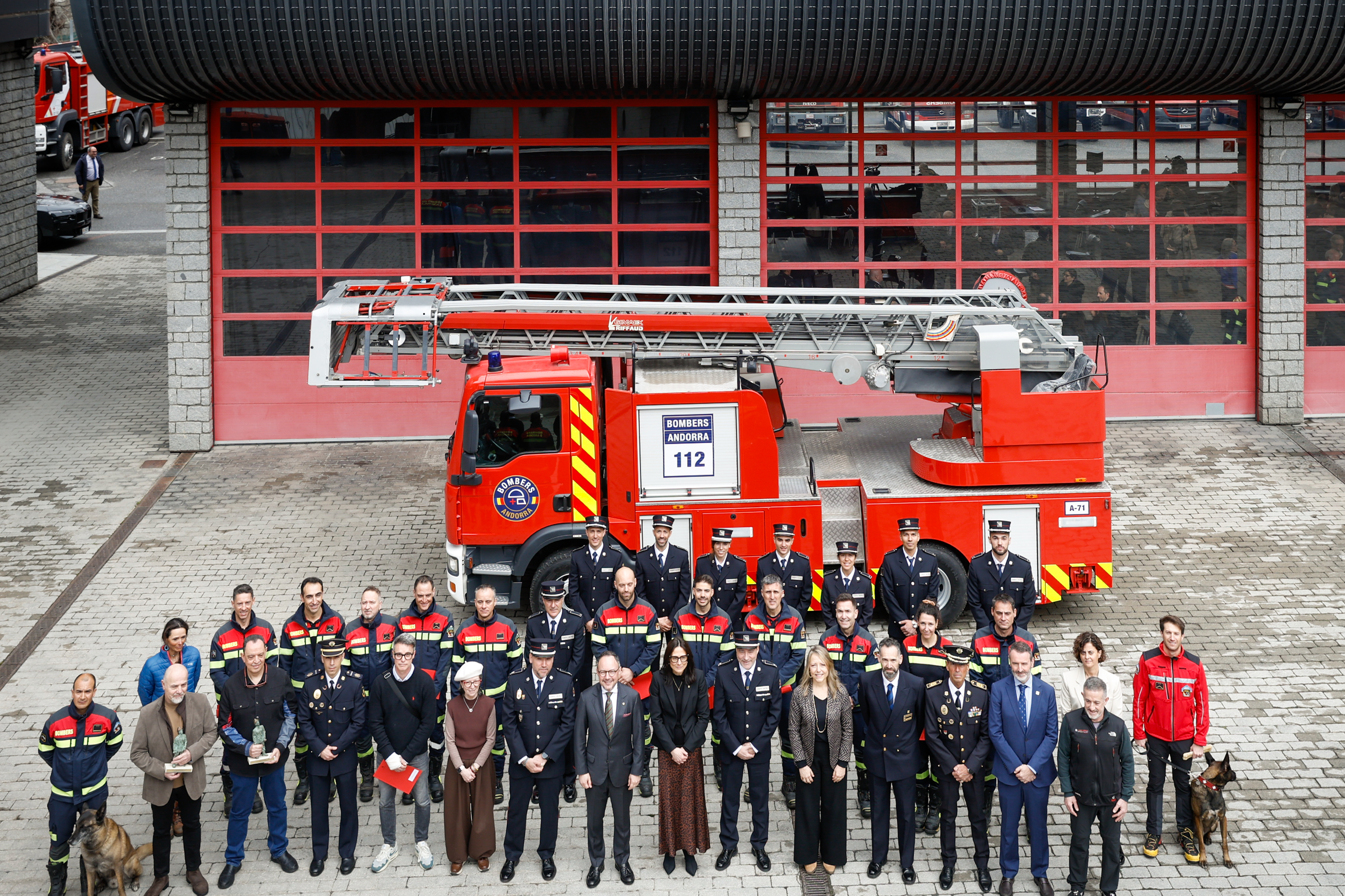 The fire department of Andorra at the celebration of the Fire Prevention and Extinguishing and Rescue Corps Pattern PREVENTION AND EXTINGUISHING OF FIRE AND RESCUE. Photo: SFGA/ CEsteve