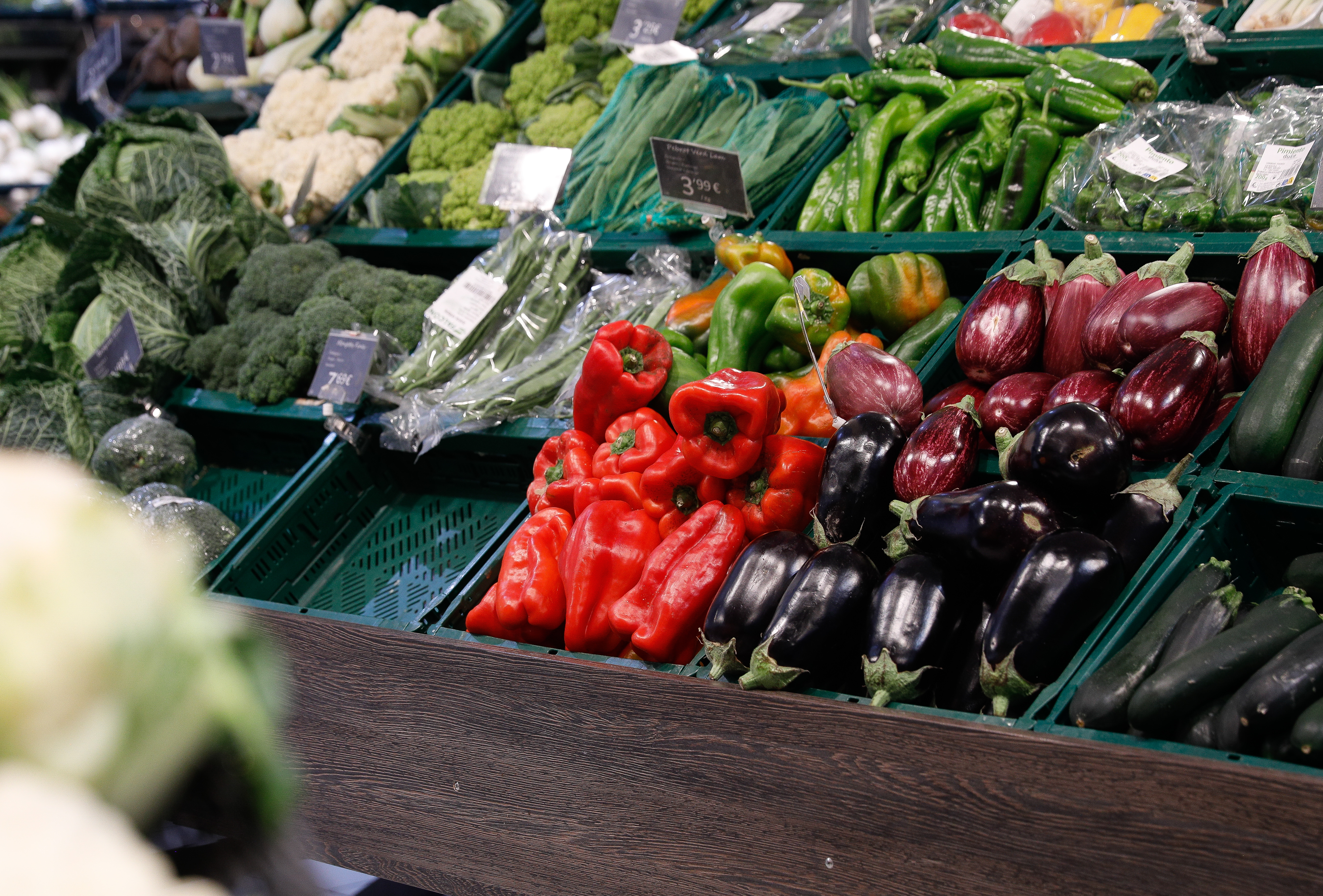 Vegetables in a supermarket.