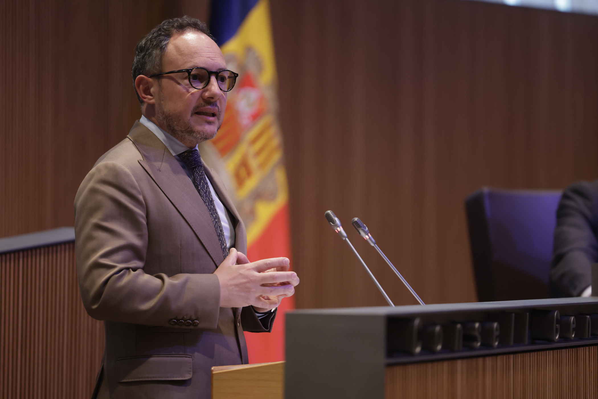 The Head of Government, Xavier Espot, during the General Council session.
