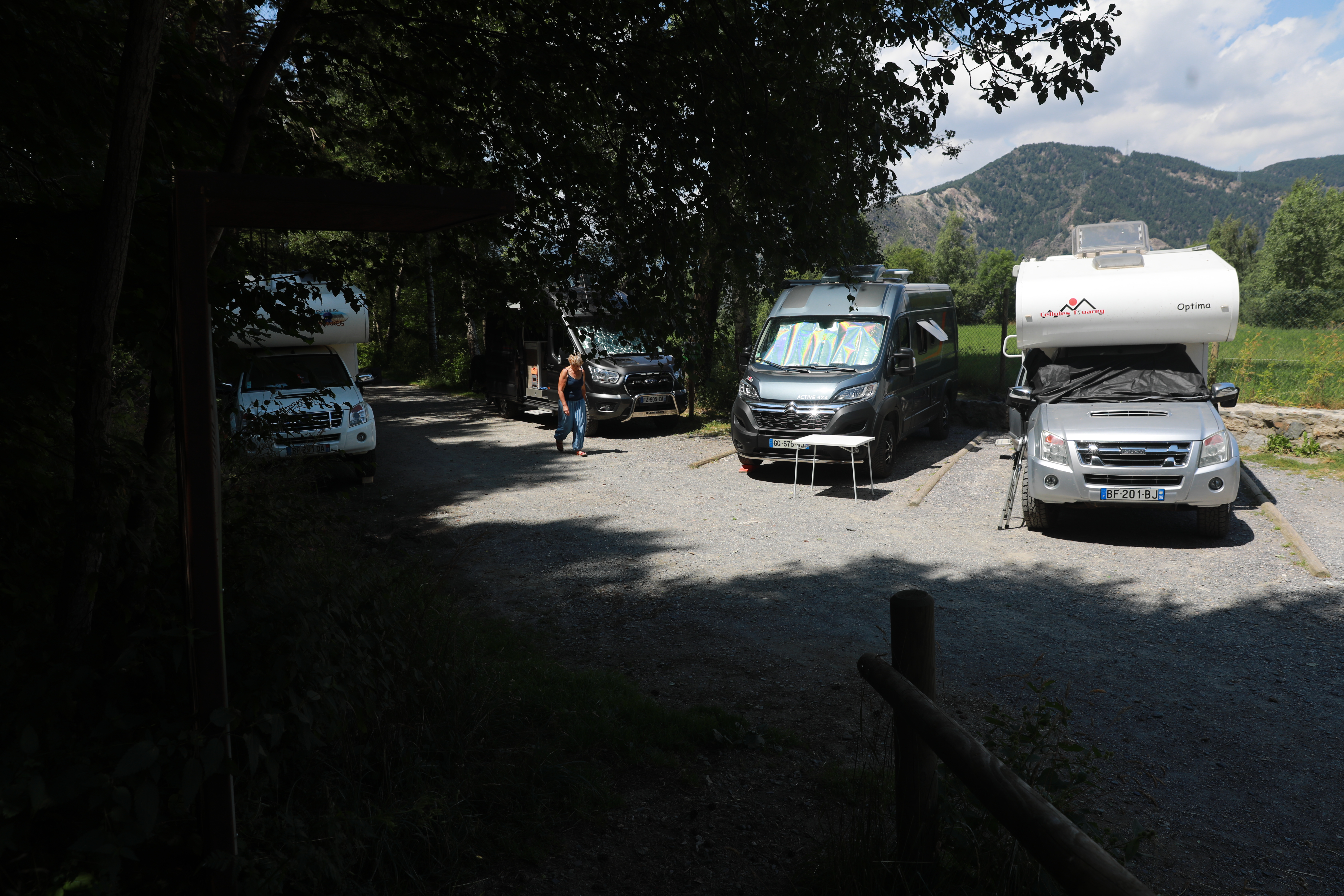 Motorhomes parked in Engolasters in the summer of 2024.