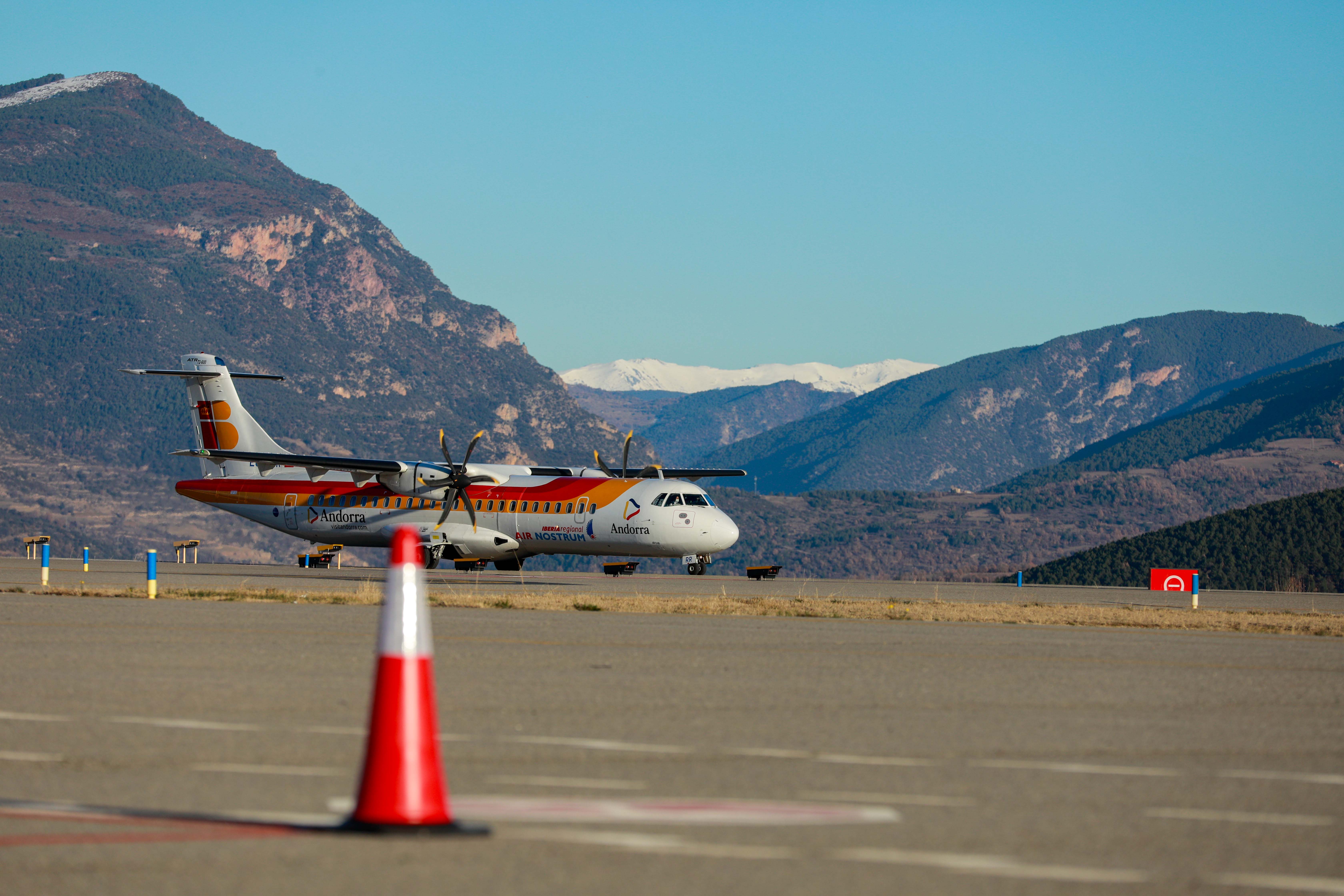 Air Nostrum plane at Andorra-la Seu d'Urgell airport.