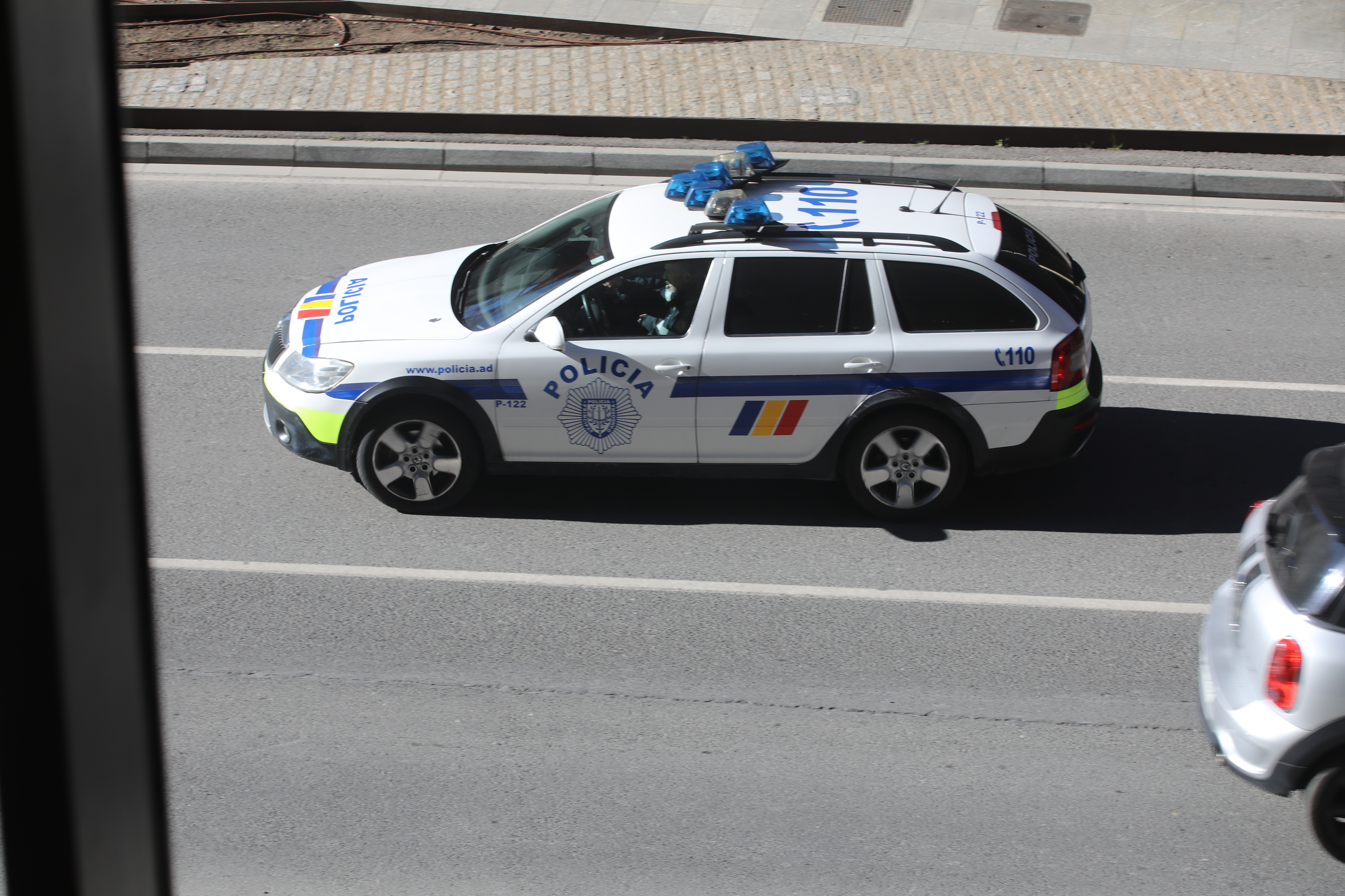 A police car on the road.