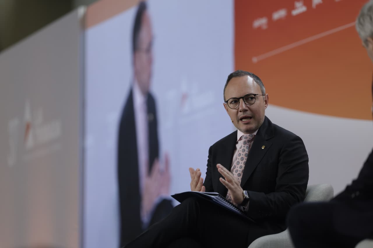 The Head of Government, Xavier Espot, at the Business Meeting in the Pyrenees.