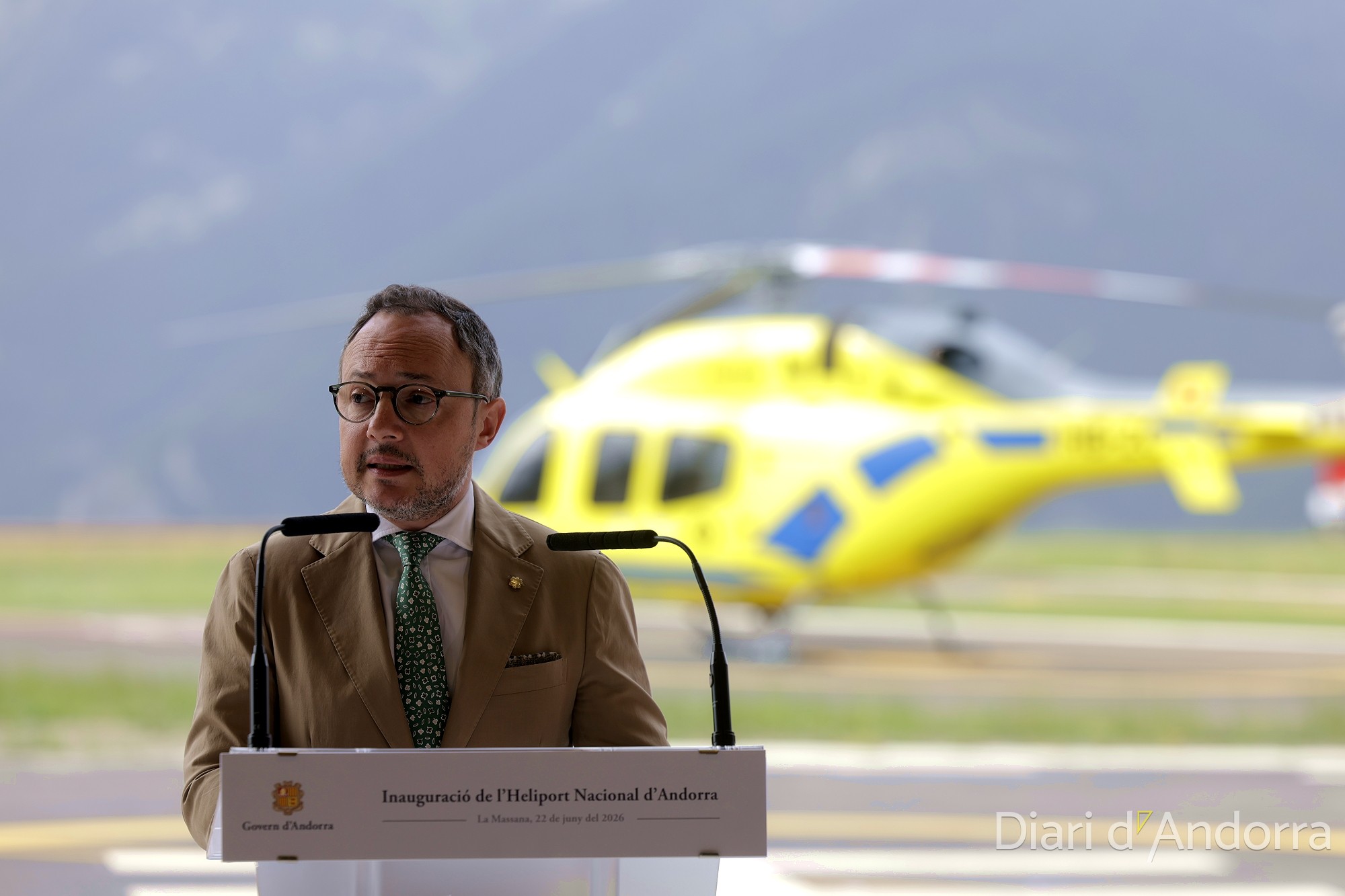 The Head of Government, Xavier Espot, at the inauguration of the heliport.