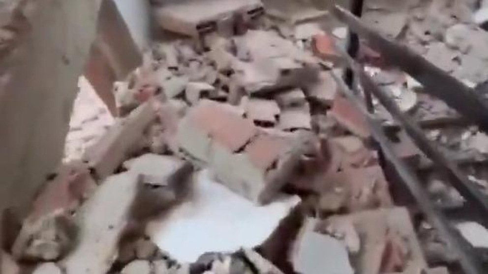 Ruins of a building.