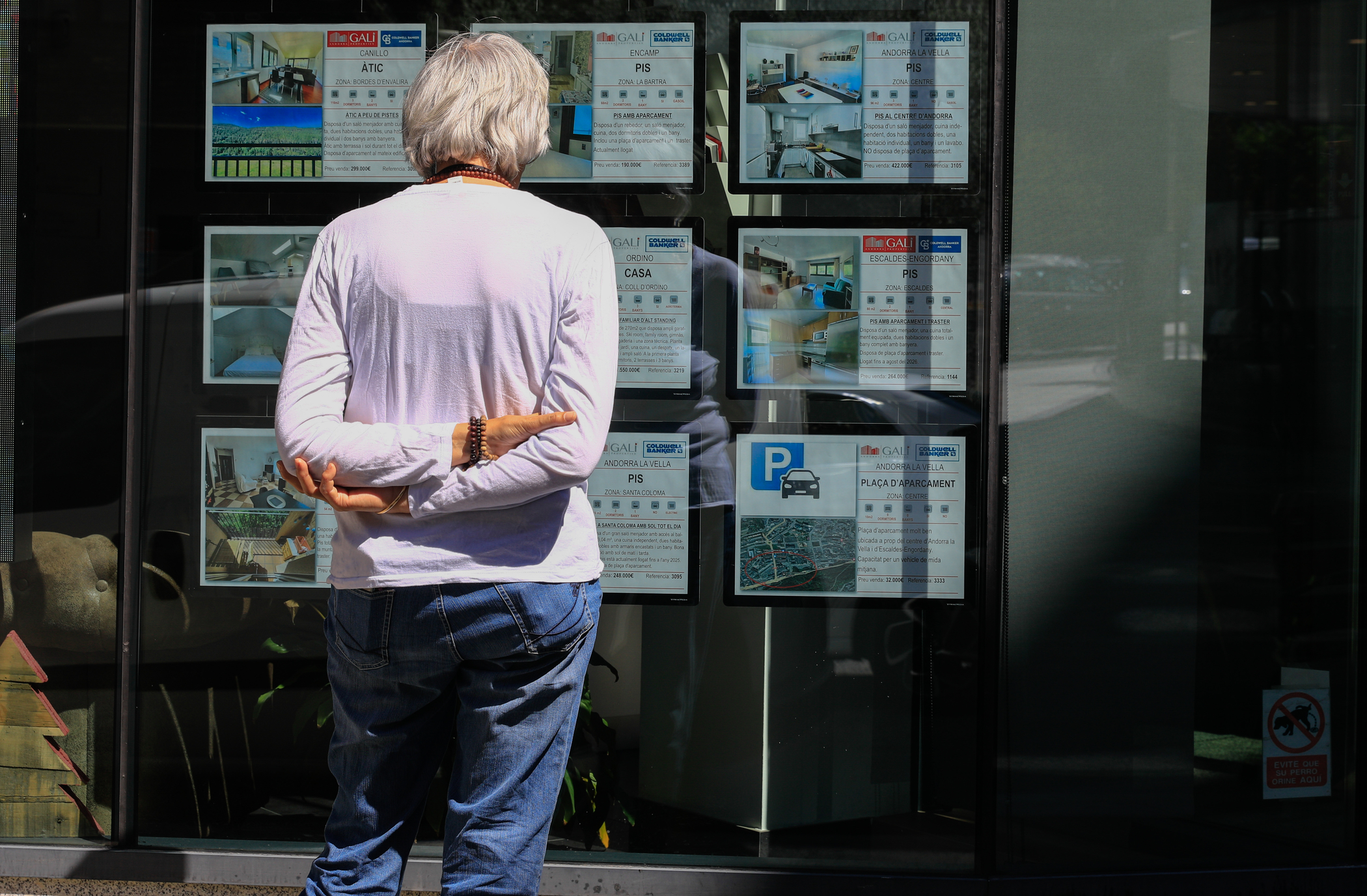 A man looking at the offers of a real estate agency.