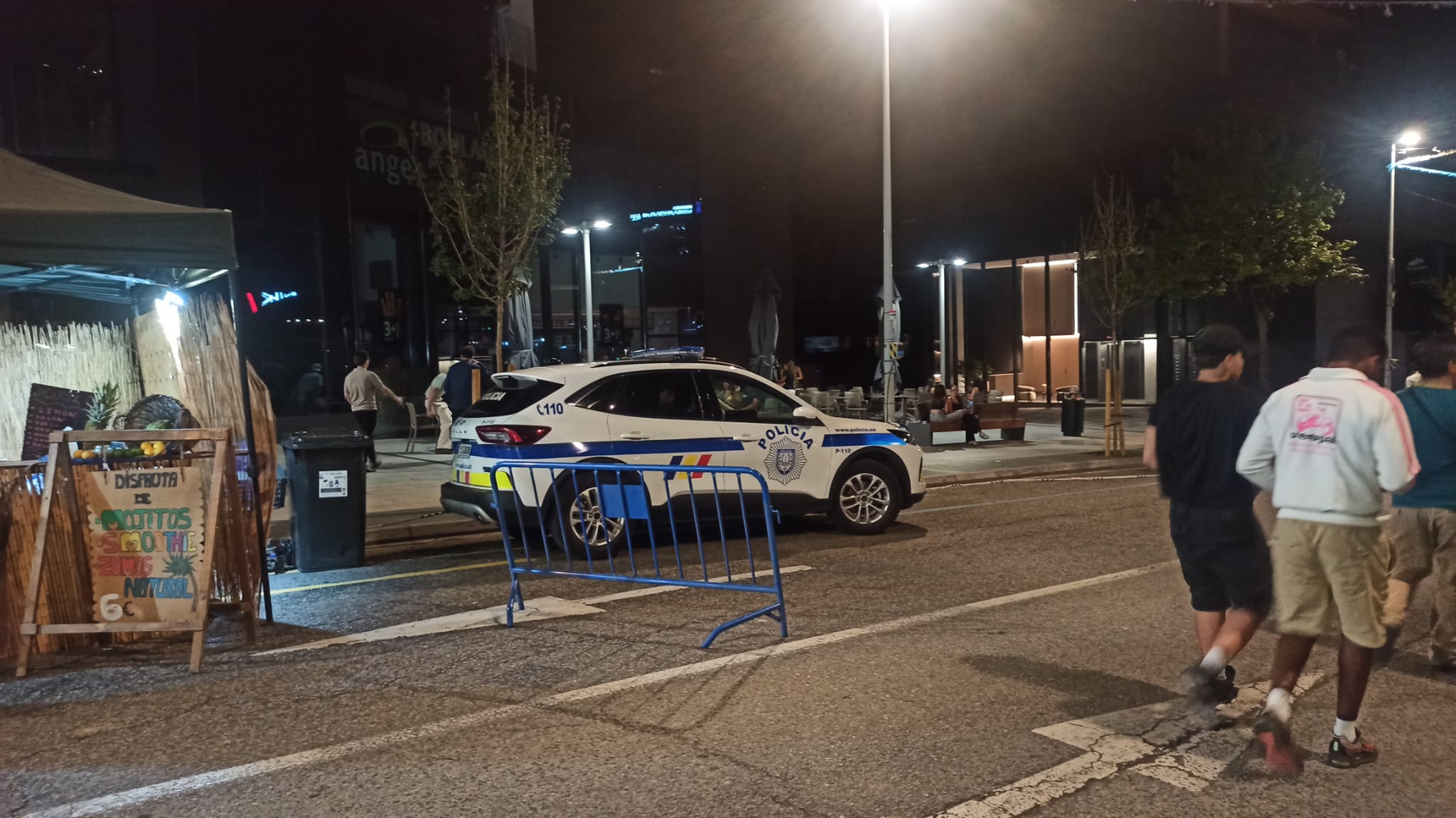 A police car during the main festival of Escaldes-Engordany.