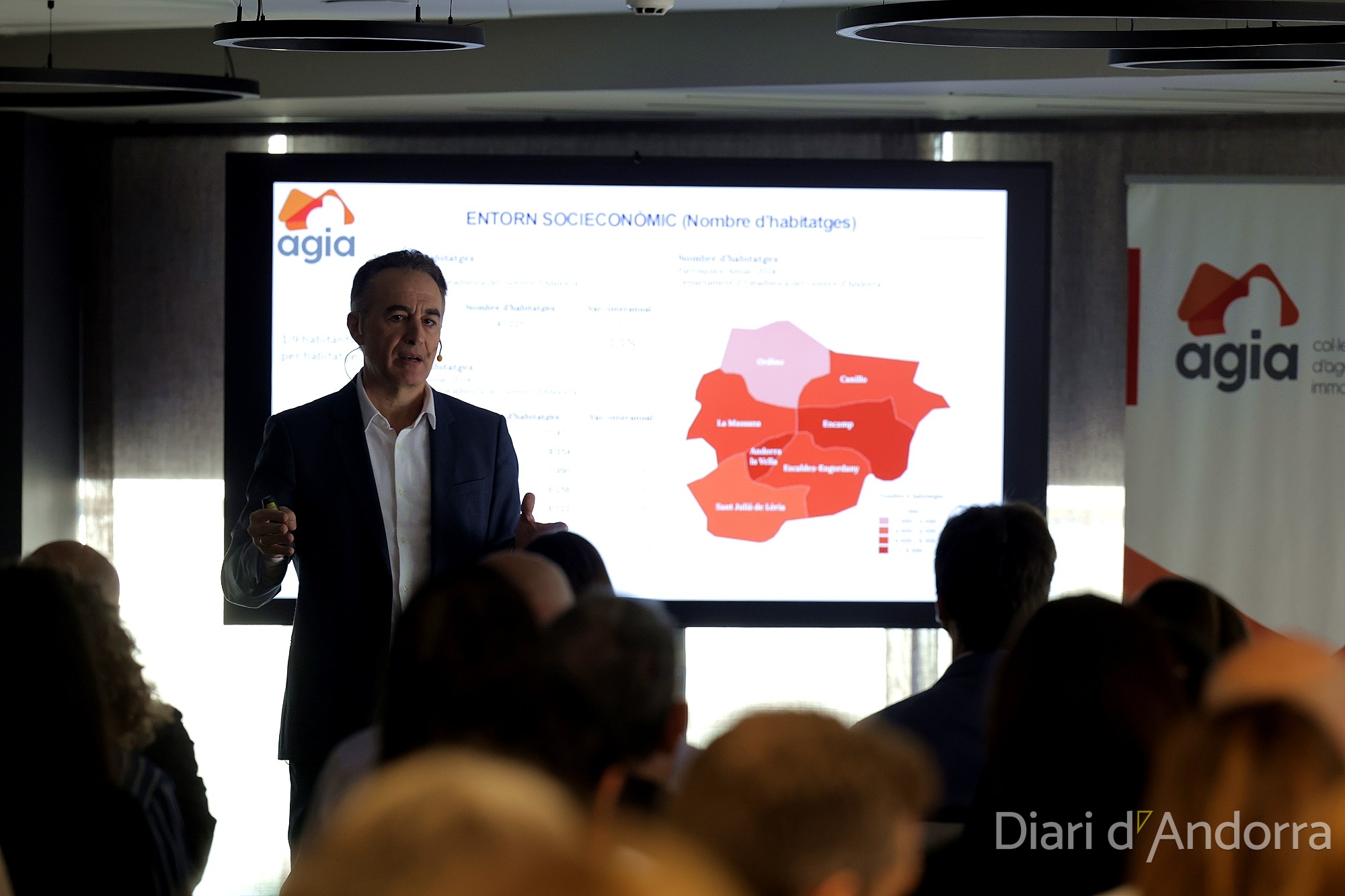 One of Andorra's real estate market experts, Luis Fabra, during the presentation of the AGIA real estate study.