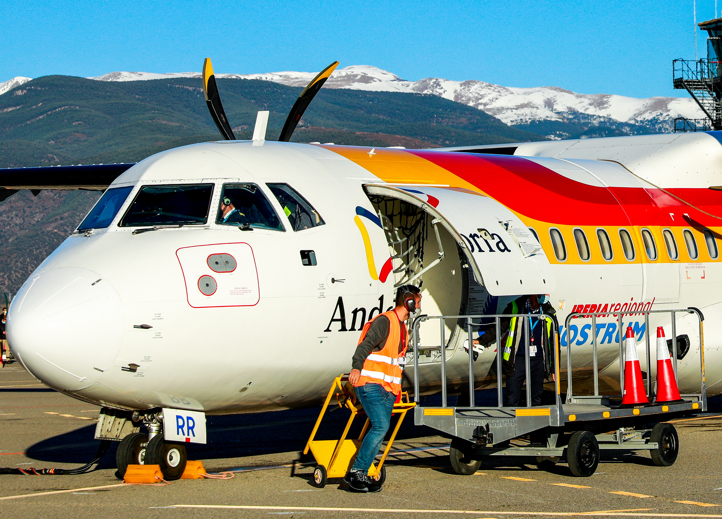 An Air Nostrum plane at Andorra-la Seu airport.