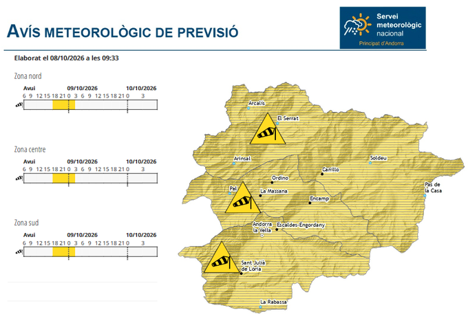 Yellow warning for strong winds in Andorra