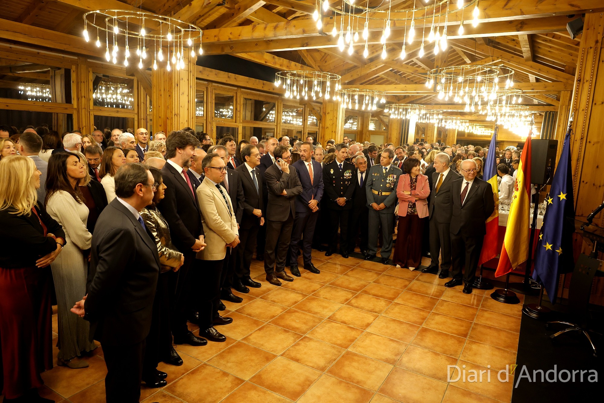 The ambassador of Spain in Andorra, Carles Pérez-Desoy Fages, together with authorities of Spain and Andorra at the reception of the National Day of Spain.